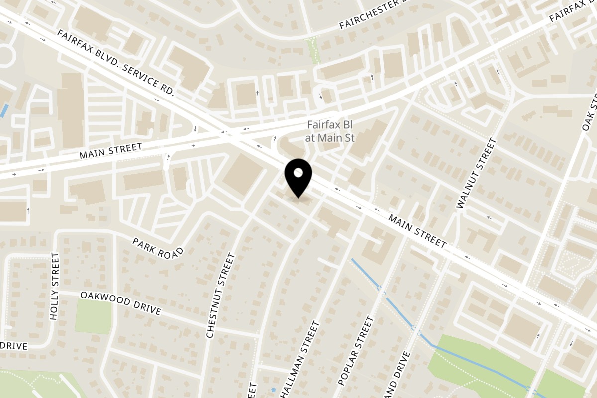 Map showing the location of Asian Joint - Thai Chinese Cuisine on 10919 Main St in Fairfax